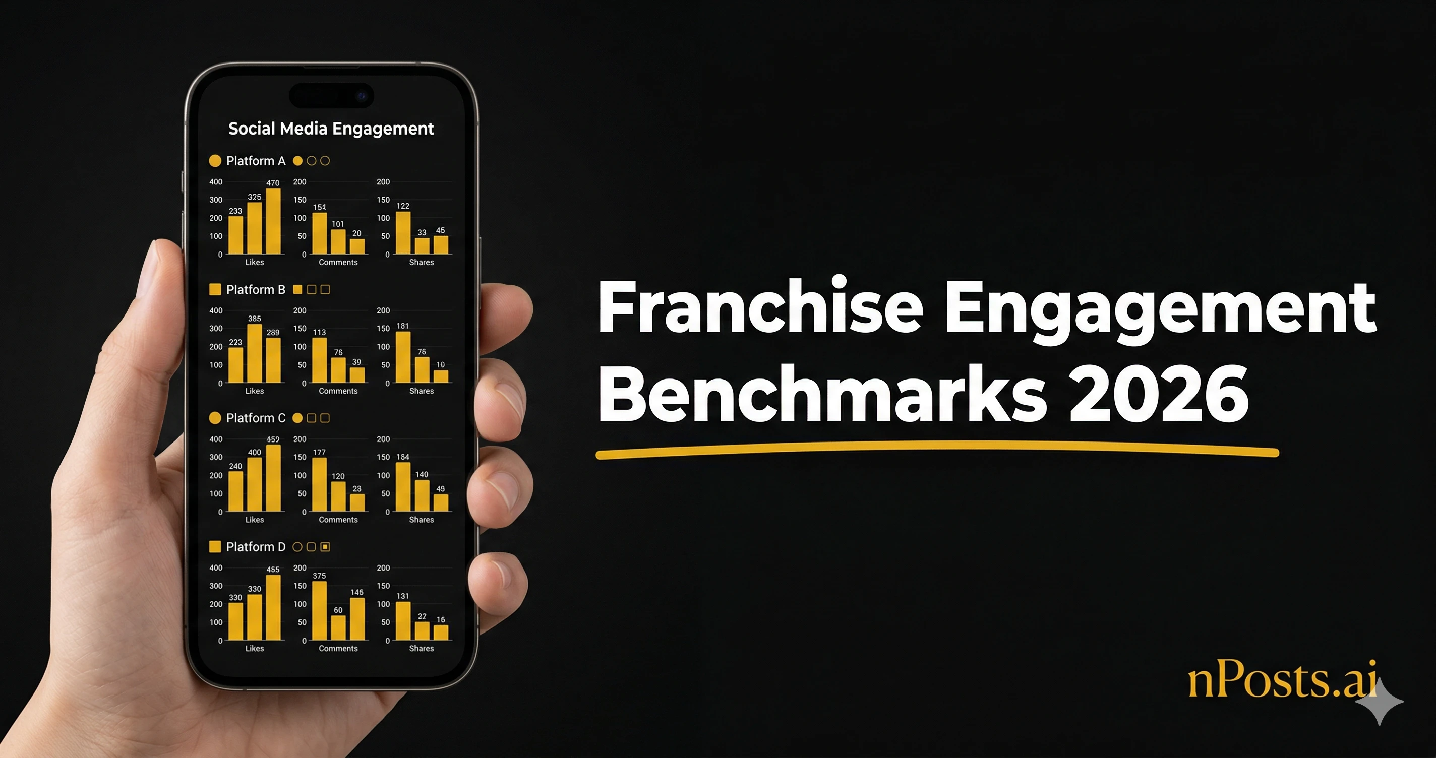 Chart showing average social media engagement rates by platform for franchise networks in 2026