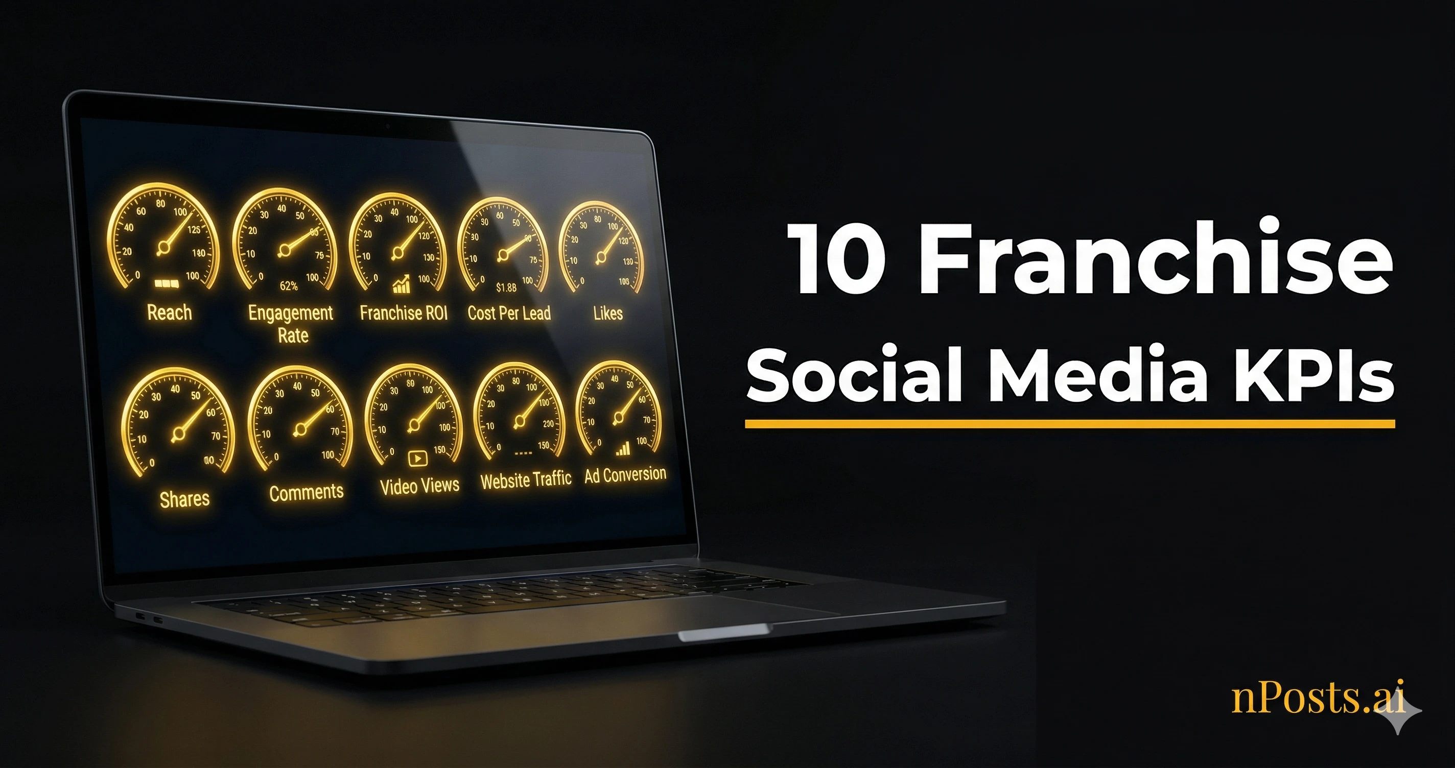 Dashboard showing 10 essential KPIs for managing franchise social media