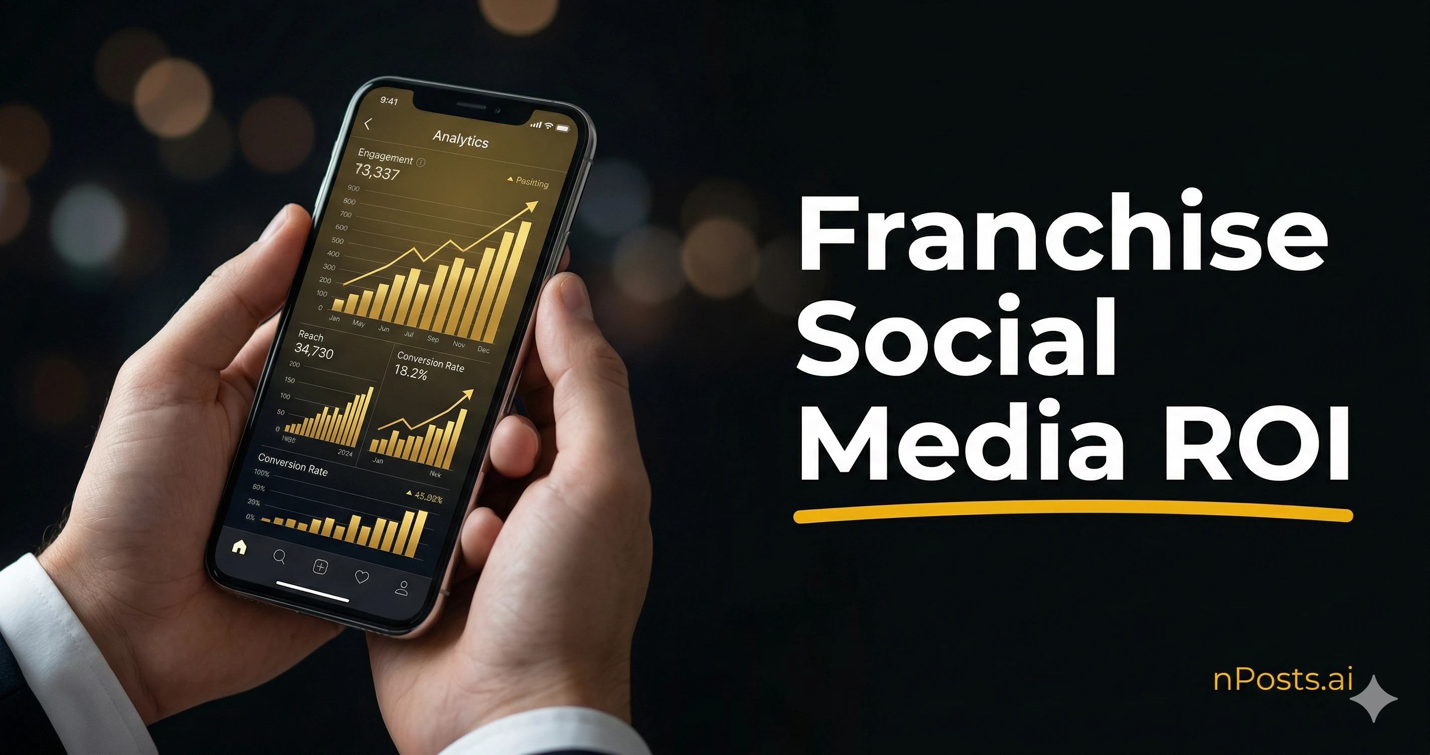 Chart showing franchise social media ROI growth with platform-by-platform comparison