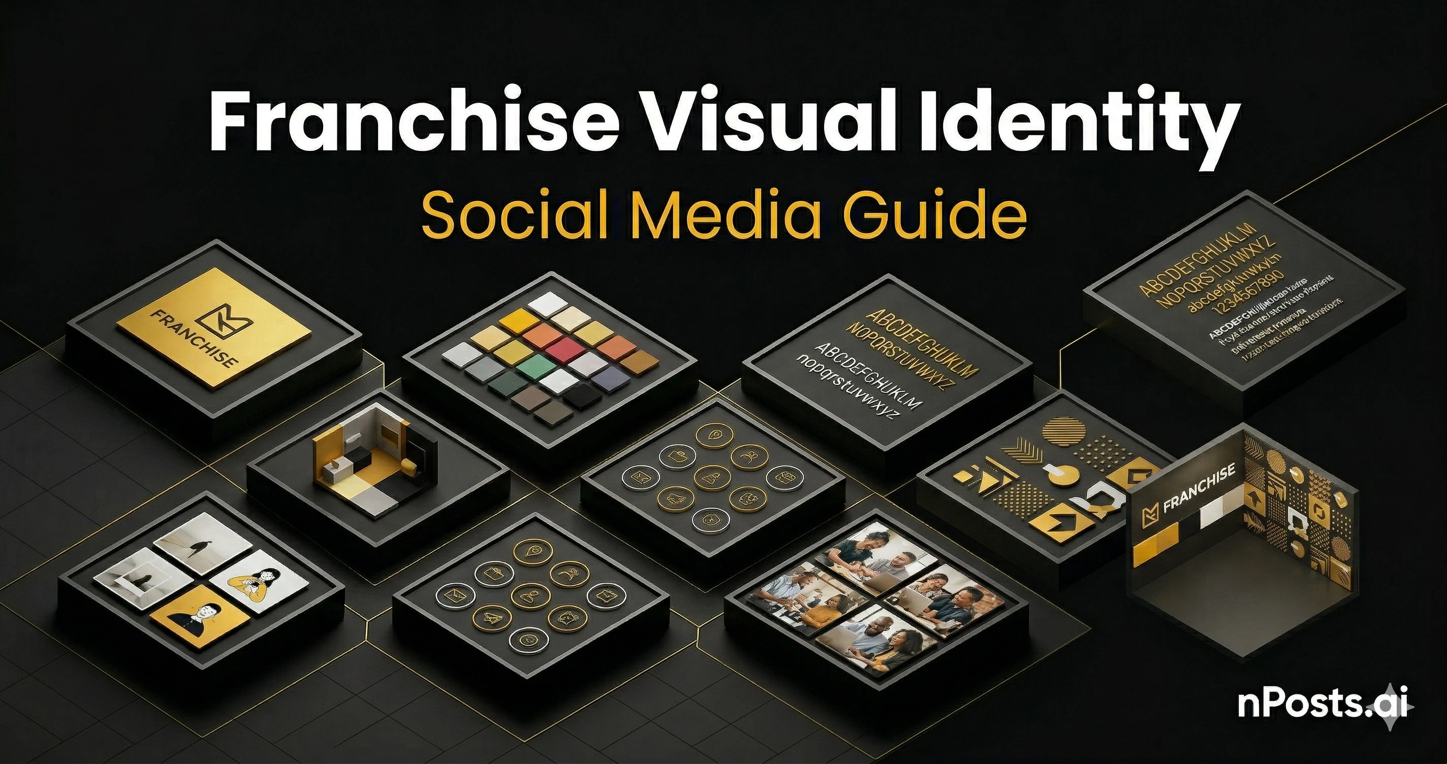 Wall with franchise logos and visuals consistent across social media: Facebook, Instagram, TikTok, Google Business Profile