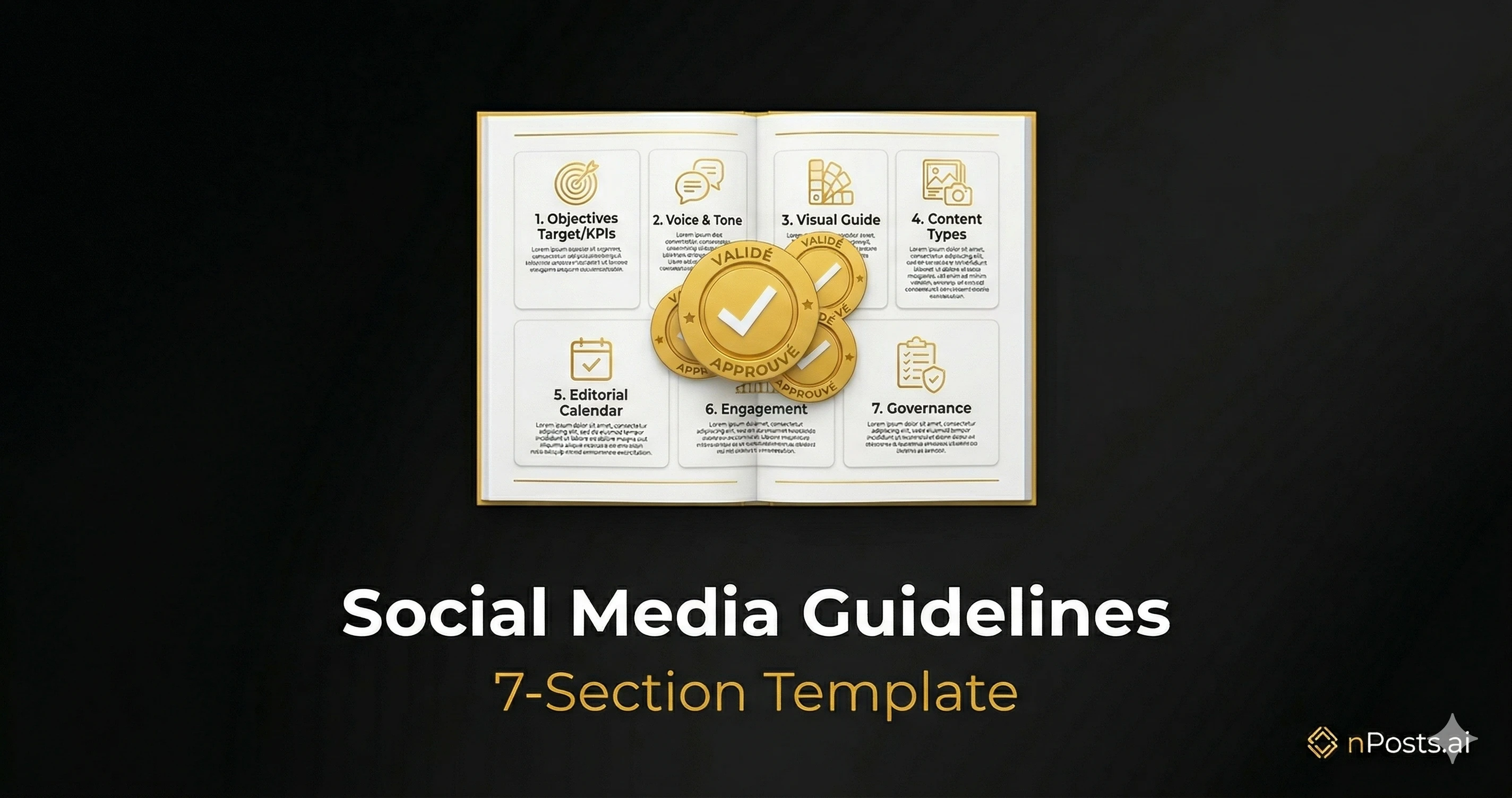 7-section social media guidelines template for franchise networks with visual examples