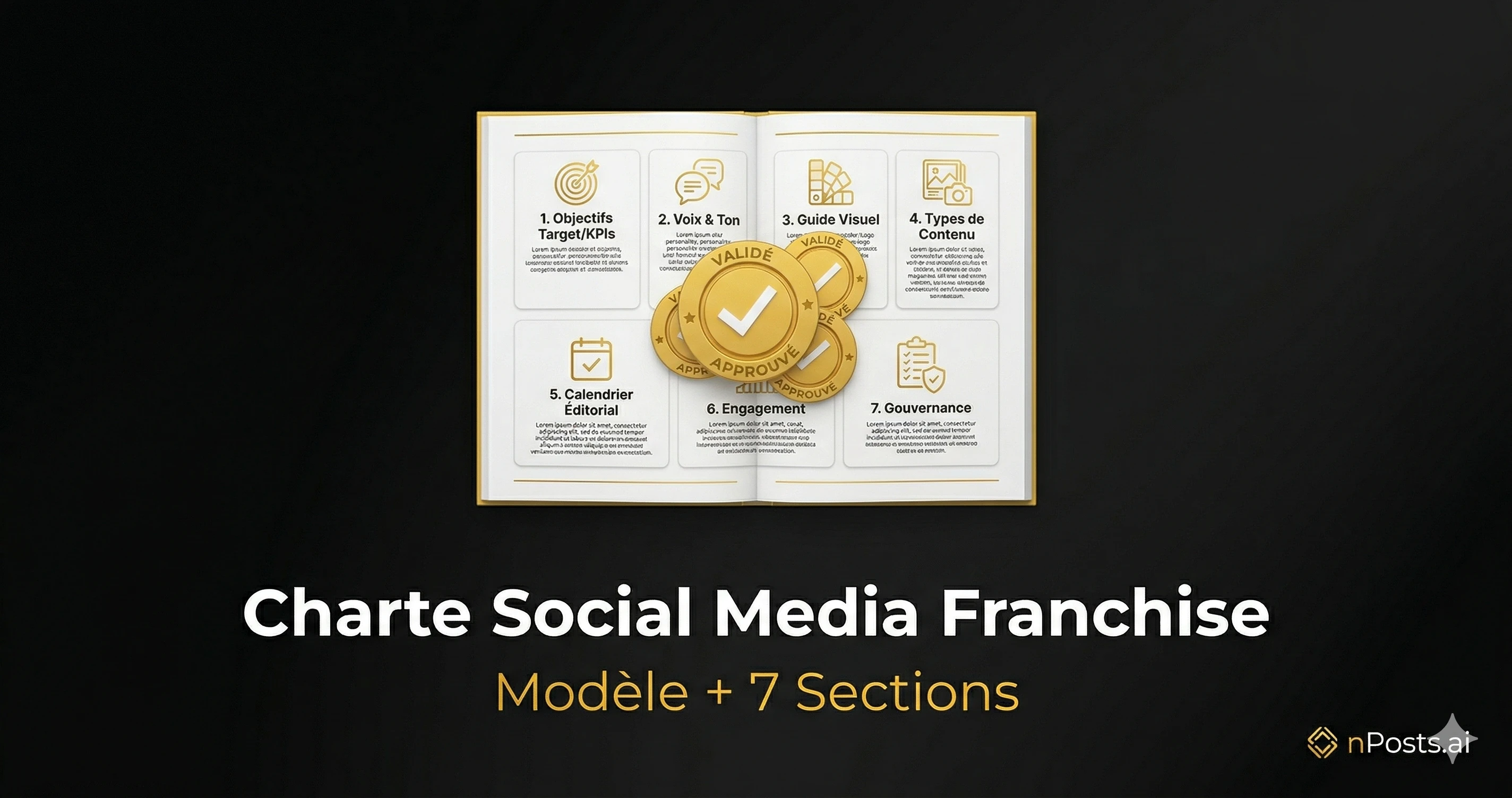 Modèle de charte réseaux sociaux pour franchise avec les 7 sections clés
